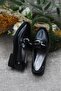 16213 Black Buckle Detailed Comfortable Loafer Women's Shoes - 6