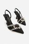 Anjali Anthracite Denim Belt Detail Women's Heeled Shoes - 8