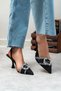 Anjali Anthracite Denim Belt Detail Women's Heeled Shoes - 3