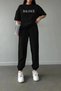 - Black Unisex Balance Print Basic Comfortable Cut Oversize Tracksuit Set - 4