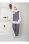 WOMEN'S NECKLACE DETAIL SHIRT COLLAR STRIPED TRIPLE VEST SET