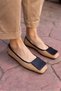 SLASH WOMEN'S BLACK WICKER GARNISH LEATHER SHOES - 7