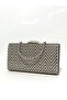 Women's Stoned Silver Evening Dress Clutch Portfolio Chain Strap Handheld Wedding Engagement Night Shoulder Bag - 3