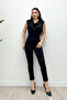 Crepe Fabric Degaje Collar Jumpsuit - Black - 2