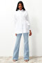 White Embroidered Cotton Woven Shirt TCTSS24TG00004 - 3