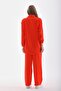 Women's Stone Embroidered Hijab Double Summer Top and Bottom Set - Orange - 3