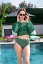 Green Perforated Crop Pareo Suitable for Daily Use