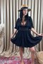 Women's Lace Detailed V-Neck Mini Dress - 5