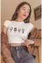 Cartoon Blackpink Members Printed Crop Top, Women's K-Pop Printed Crop Blouse