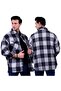 Black Gray Plaid Checked Oversize Winter 4 Pocket Casual Lumberjack Plus Size Shirt - 6