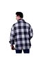 Black Gray Plaid Checked Oversize Winter 4 Pocket Casual Lumberjack Plus Size Shirt - 5