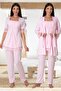 Women's Powder Lace Summer Cotton Combed Maternity Maternity Dressing Pajamas Set - 3