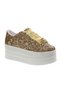 Women's Gold Glitter Platform Flat Sole Sports Shoes Gold Color Shoes - 5