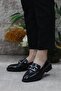 16213 Black Buckle Detailed Comfortable Loafer Women's Shoes - 3