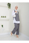 WOMEN'S NECKLACE DETAIL SHIRT COLLAR STRIPED TRIPLE VEST SET - 2