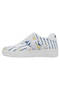 Women's Vegan Leather White Sneakers - Daisy Stripes Design - 3