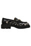 Women's Vegan Leather Black Loafer - Supper BlackWhite Design - 4