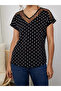 V-Neck Polka Dot Crepe Blouse - Women's, Short Sleeve - 4