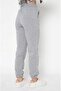 Gray Three Thread Raised Thick Rise Waist Cuff Elastic Jogger Sweatpants - 3