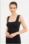 Casual Stylish Square Neck Knitwear Tank Top Black Color - 2