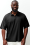 Büyük Beden Siyah Oversize Dokulu Ottoman Polo Yaka T-Shirt TMNSS24BF00047 - 3