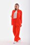 Women's Stone Embroidered Hijab Double Summer Top and Bottom Set - Orange