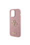 iPhone 14 Pro Max Compatible Case Guess Licensed 4g Large Metal Logo Glitter Cover Pink - 4