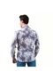 Navy Blue Green Hawaiian Palm Tree Printed Slim Fit Long Sleeve Men's Shirt on White Flamed Linen - 6