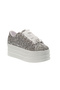 Silver Sparkly Sneakers Flat Platform Height Stylish and Comfortable Women's Shoes - 6