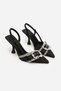 Anjali Anthracite Denim Belt Detail Women's Heeled Shoes - 7
