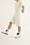 Men's White Set of 2 Side Printed Oversize Comfort Relaxed Cut T-Shirt Shorts Set - 5
