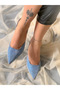 RELA BLUE SILVERY BLACK DETAILED HEELED SANDALS SHOES - 4
