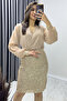 Double-breasted Collar Sequin Evening Dress Black, Beige, Emerald Green
