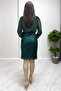 Double-breasted Collar Sequin Evening Dress Black, Beige, Emerald Green - 4