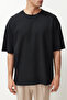 Basic Antrasit Oversize/Geniş Kesim Dokulu Waffle Kısa Kol T-Shirt TMNSS22TS00049 - 5