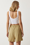 Women's Beige Belted City Length Woven Shorts RC00154 - 7