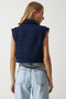 Women's Navy Blue Stylish Buttoned Patterned Crop Tweed Vest WF00068 - 5