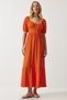 Women's Orange Heart Collar Textured Summer Knitted Dress UB00050 - 3