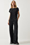 Women's Black Pleated Comfortable Blouse Pants Set MC00283 - 3