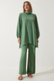 Women's Green Flowing Tunic Palazzo Knitted Set TO00133 - 2