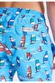 Blue Surfer Printed Regular Fit Boys' Swim Shorts WMKIDS - 2