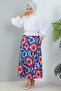 4558 Patterned Hijab Skirt Cobalt Blue - 4