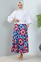 4558 Patterned Hijab Skirt Cobalt Blue
