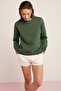 Alfreda Women's Fleece Inside Soft Round Collar Comfort Fit Green Sweatshirt - 6