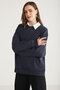 Karıus Women's Regular Fit 100% Organic Cotton Fleece Lined Round Neck Navy Blue Sweatshirt - 2
