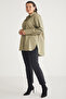 Amarabb Women's 100% Organic Cotton Oversize Fit Poplin Cuffed Khaki Large Size Shirt - 3