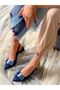 PARİ NAVY BLUE CINNAMON SUEDE RIBBON HEELED SHOES SANDALS - 5