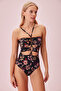 Detailed Bandeau Patterned Swimsuit - 3