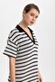 Polo Yaka Çizgili Maxi Boy Örme Elbise - 5