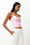 Rose Detailed Pink Crop Bustier - TPRSS24BS00032 - 2